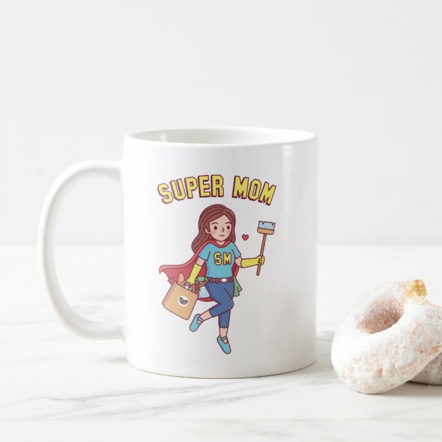Taza de café divertida de Super Mamá (Con donut)