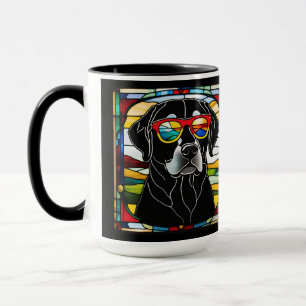Taza de café divertida de vidrio emplomado con Lab