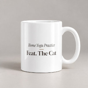 Taza De Café Divertida De Yoga En Casa Con El Gato