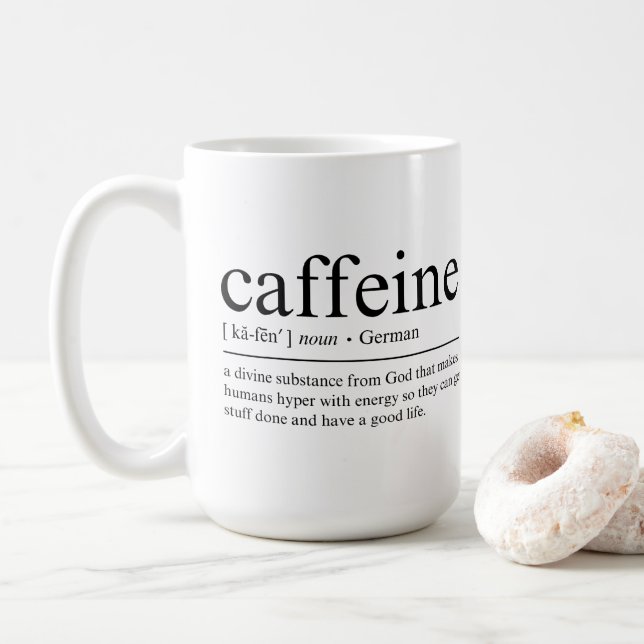 Taza De Café Divertida definición de cafeína (Con donut)