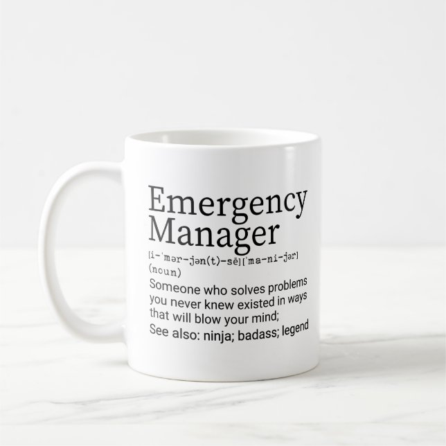 Taza De Café Divertida definición de Gestor de Emergencias (Izquierda)