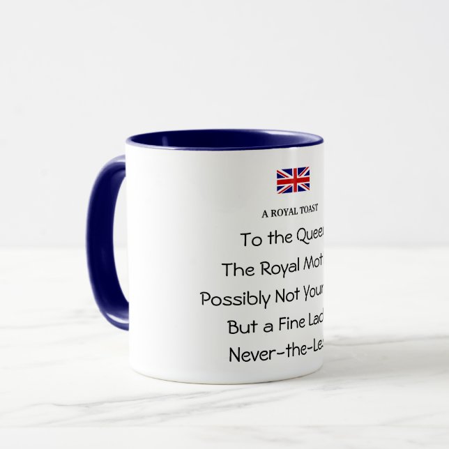 Taza de café divertida del brindis real de la Rein (Anverso izquierdo)