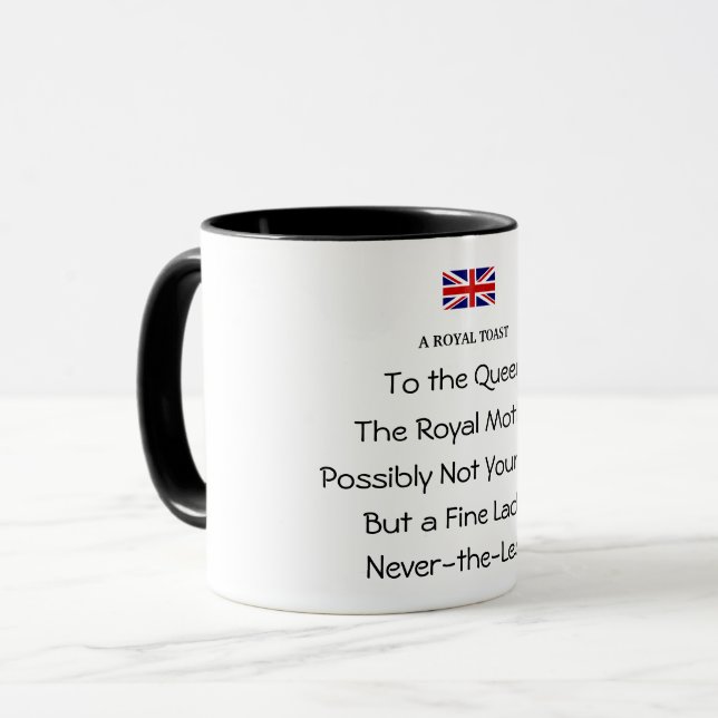 Taza de café divertida del brindis real de la Rein (Anverso izquierdo)