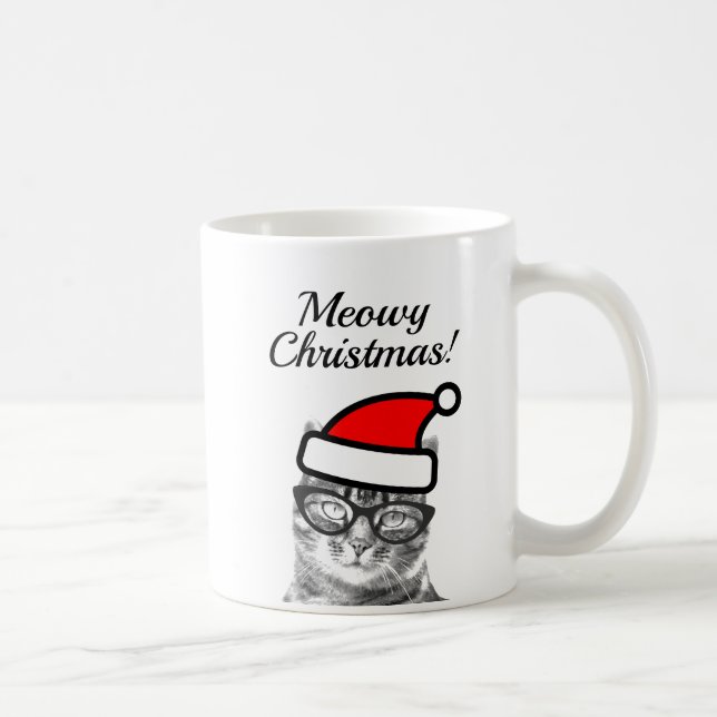 Taza de café divertida del gato de Santa del (Derecha)