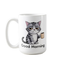 Taza de café divertida del gato gruñón – “Buenos d