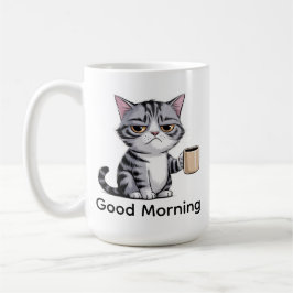 Taza de café divertida del gato gruñón – “Buenos d