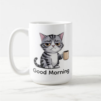 Taza de café divertida del gato gruñón – “Buenos d