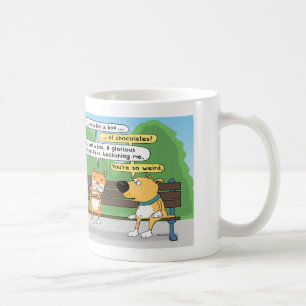 Taza de café divertida del gato y del perro