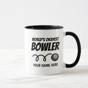 Taza de café divertida del jugador de bolos de