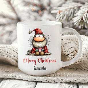 Taza de café divertida del Papá Noel de dibujos an