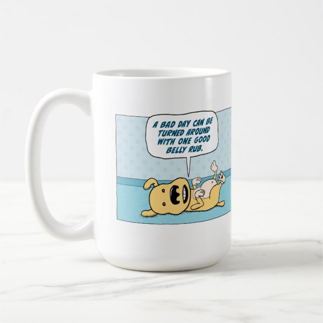 Taza de café divertida del perro de la frotación (Izquierda)