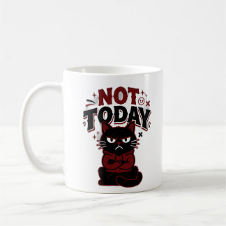 Taza De Café Divertida Gato Negro Gruñón No Hoy