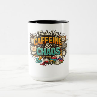 Taza de café divertida impulsada por cafeína y cao