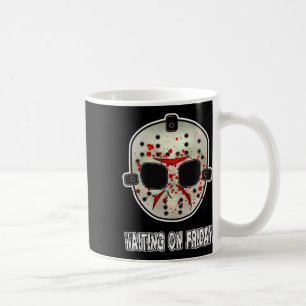 Taza De Café Divertida mascara de hockey Halloween esperando el