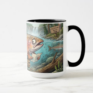 Taza De Café Divertida Migración De Salmón Perdido