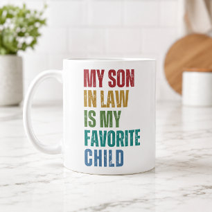 Taza de café divertida para el yerno hijo favorito