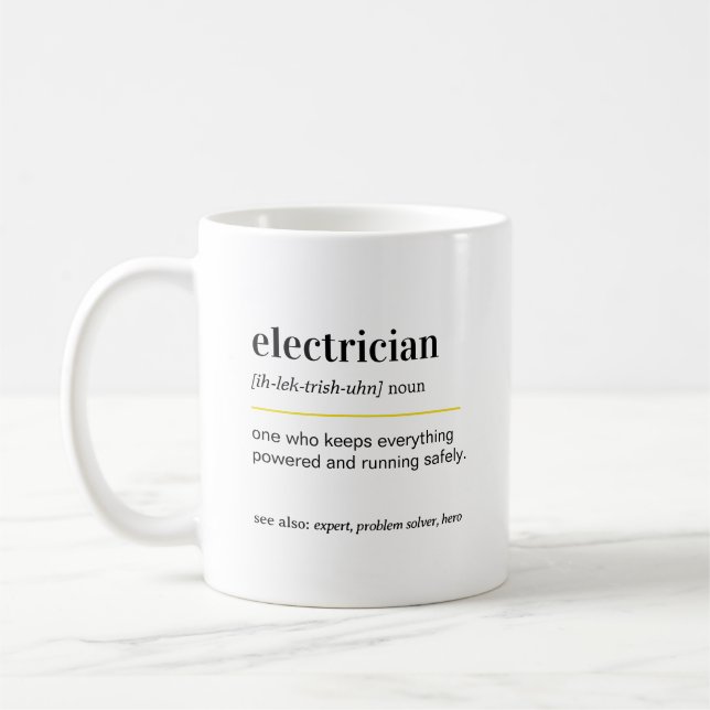 Taza de café divertida para electricista (Izquierda)