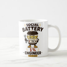 Taza de café divertida para ingenieros con batería