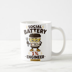 Taza de café divertida para ingenieros con batería