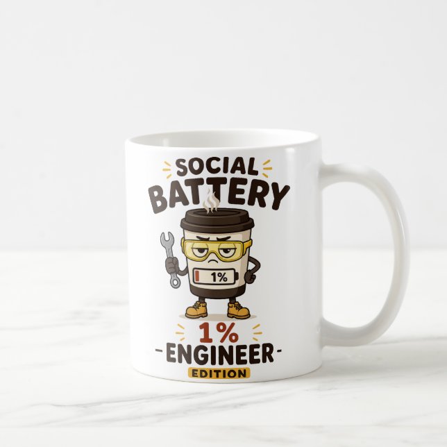 Taza de café divertida para ingenieros con batería (Derecha)