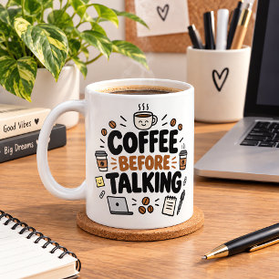 Taza De Café Divertida Para Oficina Antes De Habla