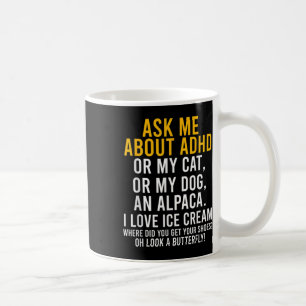 Taza De Café Divertida Pregúntame sobre el autismo de Adhd