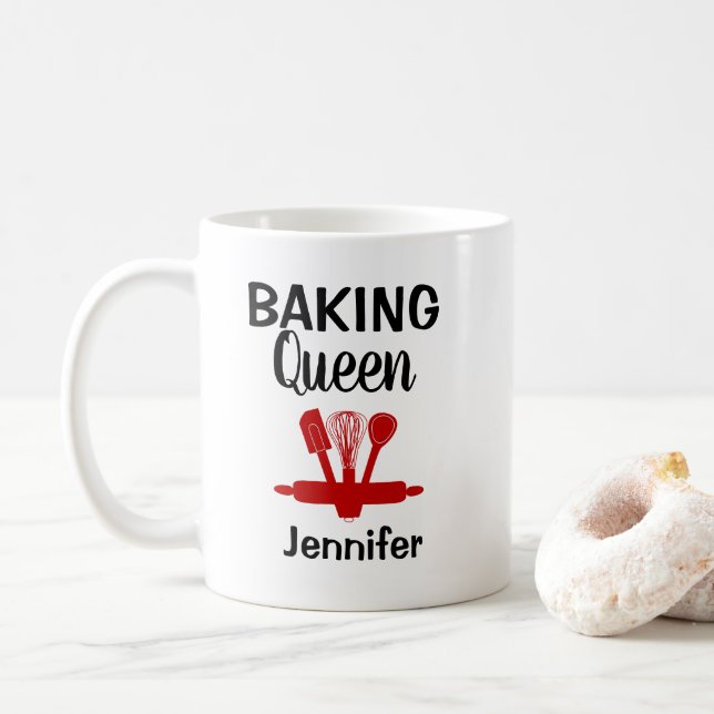 Taza De Café Divertida Reina de Bak Personalizada (Con donut)
