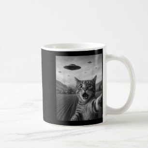 Taza De Café Divertida Selfie De Gato Sorprendido Con Gato Alie