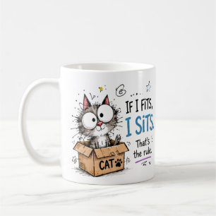Taza de café divertida "Si quepo, me siento" con g