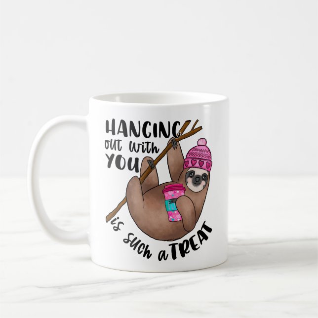 Taza De Café Divertida Sloth con tu El día de San Valentín (Izquierda)