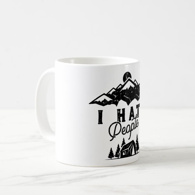 Taza De Café Divertido acampamiento antisocial que odio a la ge (Anverso izquierdo)