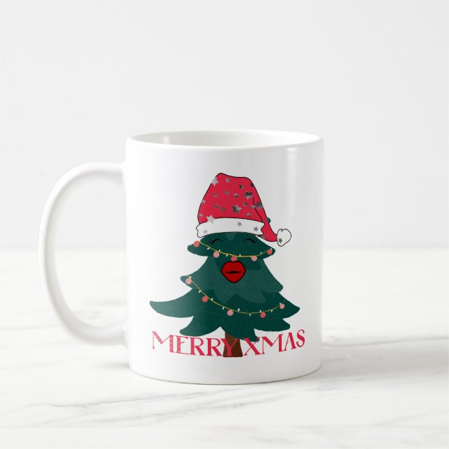 Taza De Café Divertido árbol de Navidad (Izquierda)