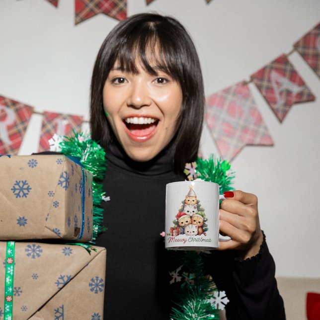 Taza De Café Divertido árbol de Navidad Cat (Subido por el creador)
