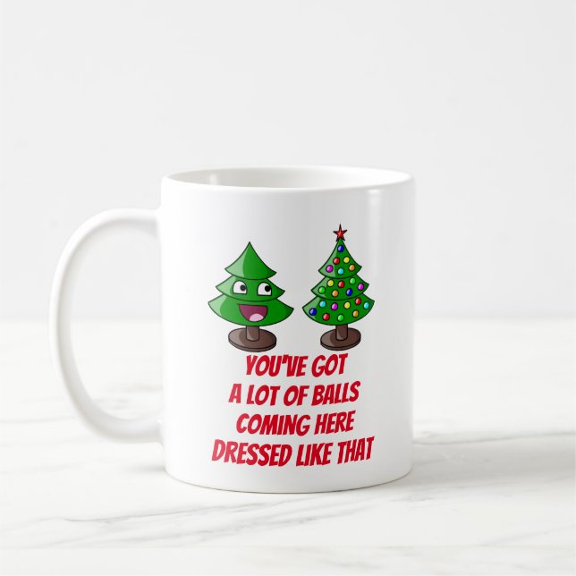 Taza De Café Divertido árbol de Navidad - Muchas bolas (Izquierda)