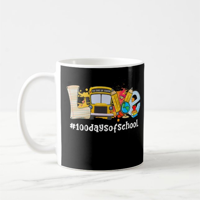 Taza De Café Divertido Autobús Escolar 100 Días De Equipo Escol (Izquierda)