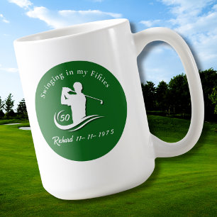 Taza De Café Divertido Balanceándome en mis Cincuenta Años Golf