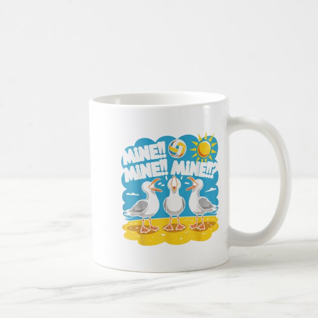 Taza De Café Divertido Bird Jugando Vóleibol Mina Vibes (Derecha)