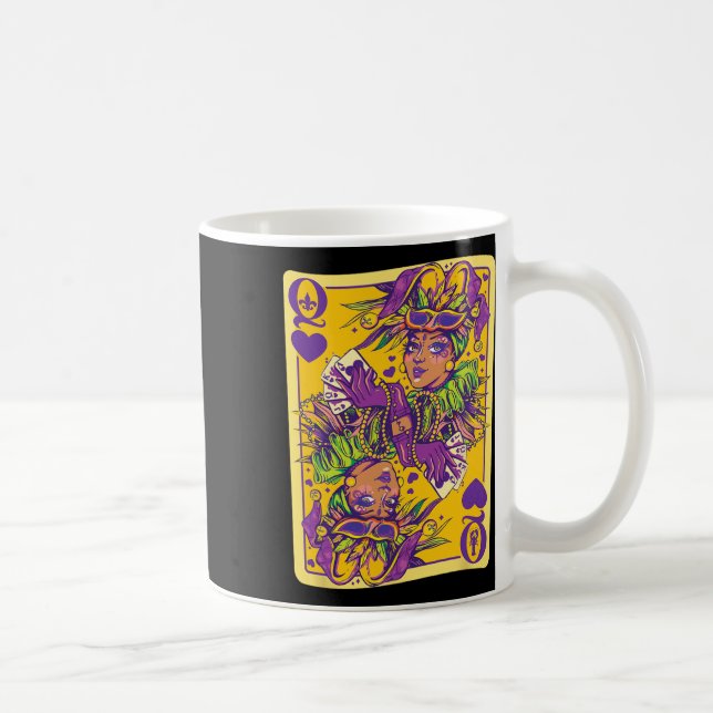 Taza De Café Divertido Cajún Reina De Corazones Mardi Gras Dise (Derecha)