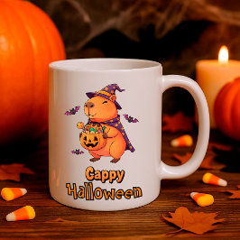 Taza De Café Divertido capibara "Cappy Halloween" de Halloween