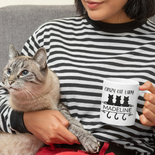 Taza De Café Divertido Cat Lover Crazy Cat Lady Nombre