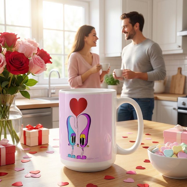 Taza De Café Divertido, colorido, lindo, Personalizado Valentin (Hey! Take a look at this most awesome cartoon mug! Perfect for Valentine's Day!)
