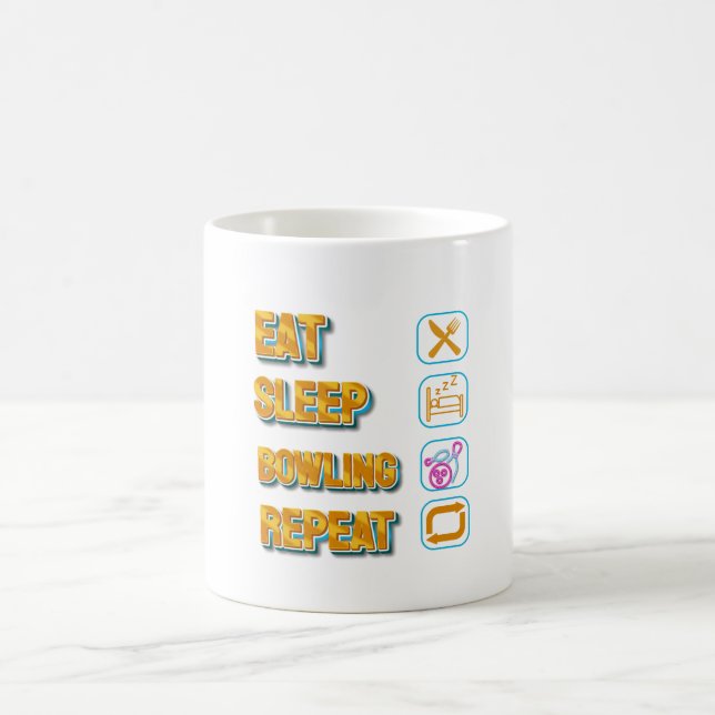 Taza De Café divertido comer dormir Bowling repetición mug 2024 (Centro)