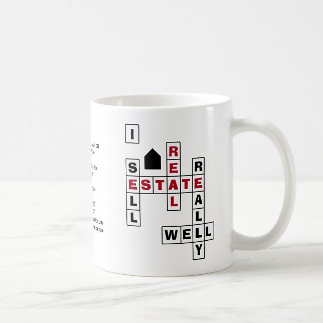 Taza De Café Divertido crucigrama vendo reactor inmobiliario (Derecha)