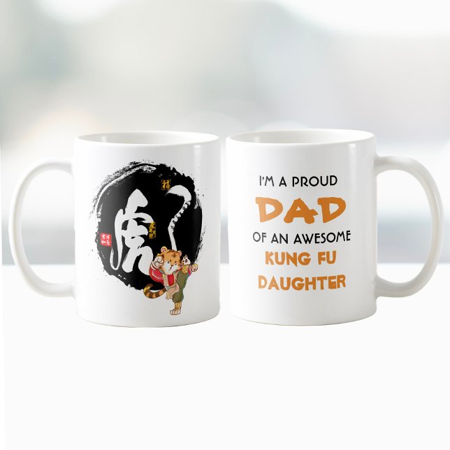 Taza De Café Divertido cumpleaños del padre del Tigre Kung Fu (Subido por el creador)