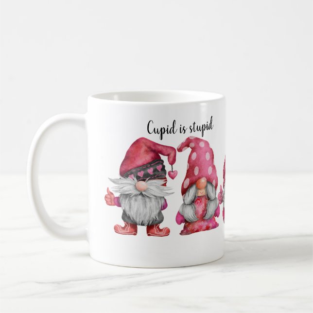 Taza De Café Divertido Cupido Es Estúpido Acuarela Valentine Gn (Izquierda)