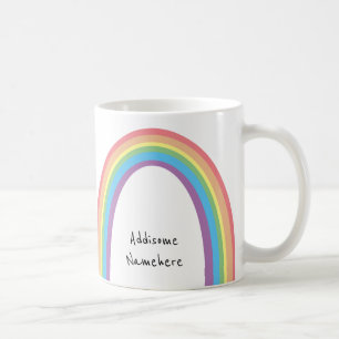 Taza De Café Divertido de arcoiris retro lindo Añadir tu nombre