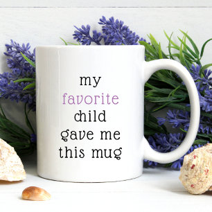 Taza De Café Divertido De Niño Favorito Para Mamá Papá Dice