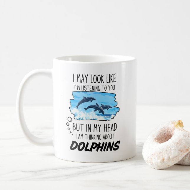 Taza De Café Divertido delfín Lover Mug (Con donut)