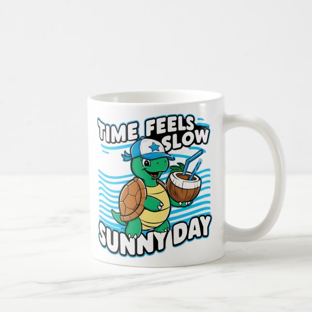 Taza De Café Divertido día soleado de tortuga (Derecha)