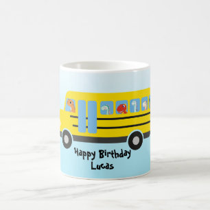 Taza De Café Divertido DINO dinosaur School Bus boy Cumpleaños